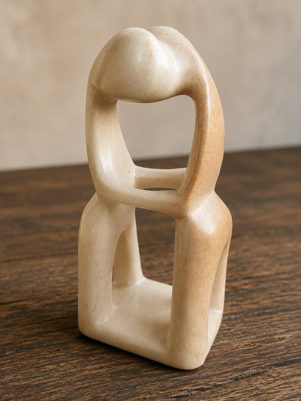 Hand Carved Kisii Soapstone Kissing Hugging Couple Figurine Kenya 4.5"